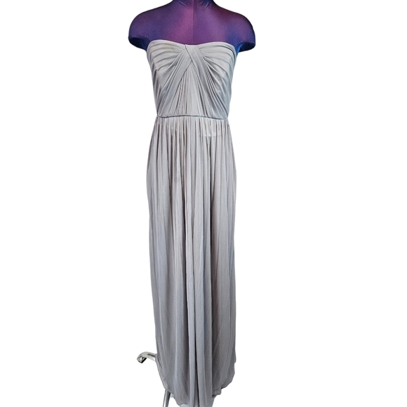 David's Bridal Light Gray Mesh Chiffon Strapless Gown Dress Size 16‎ Women's - Picture 10 of 10